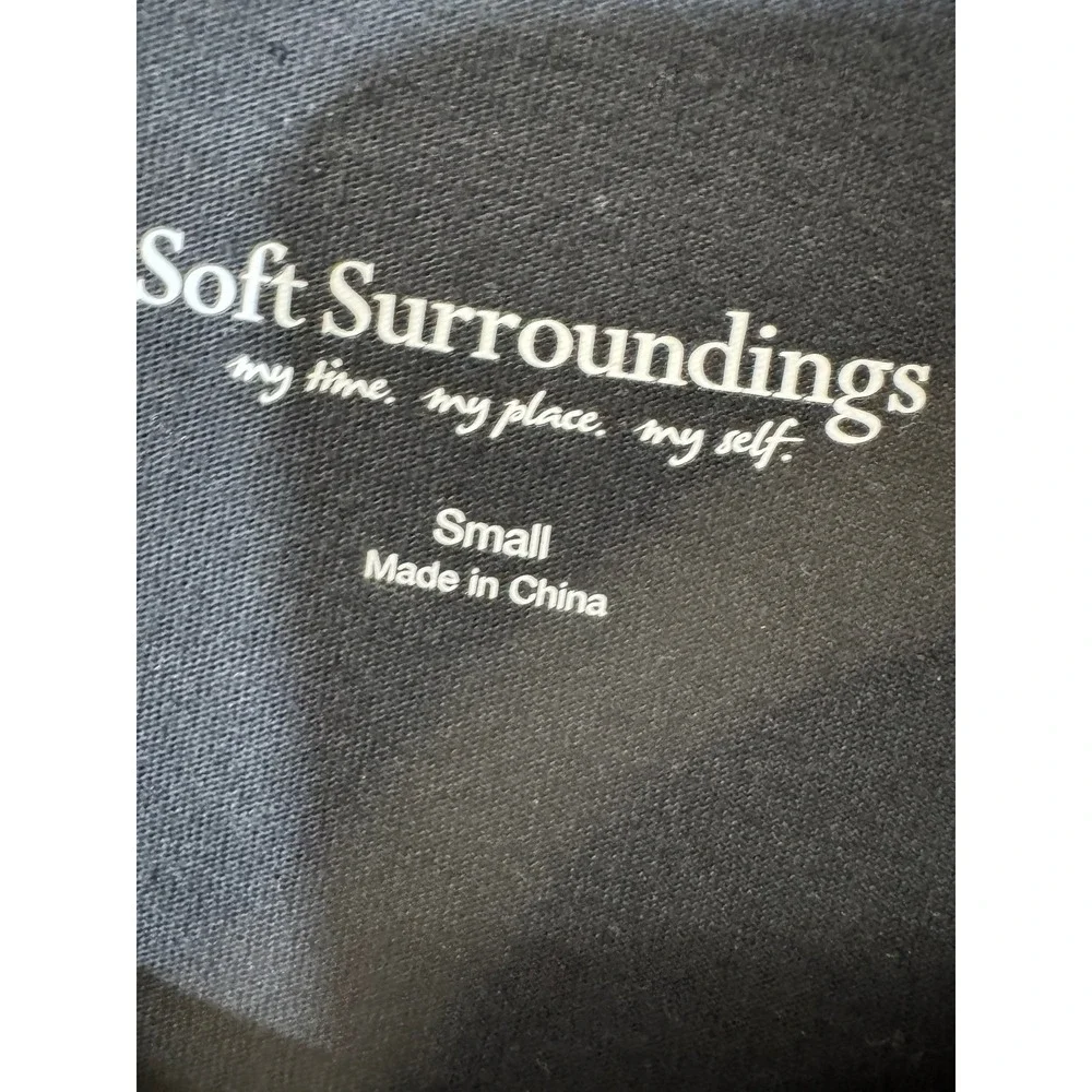 Soft Surroundings Exposed Seam Asymmetrical Short Sleeve Jersey Dress Black S